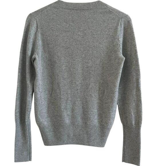 J Crew 100% Cashmere Fitted Sweater S Gray V Neck Heritage Preppy Quiet Luxury - Picture 2 of 9